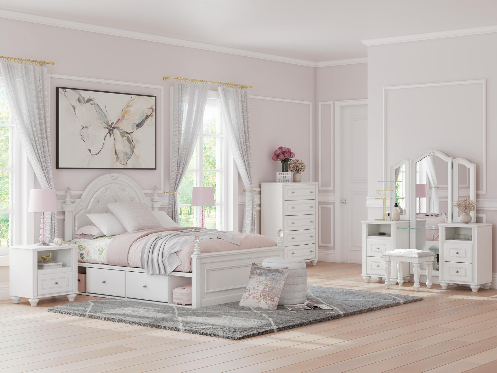 Kozlani Vanity with Mirror - White (2)