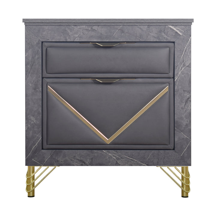 Symmetry 2 Drawer Nightstand-Charcoal