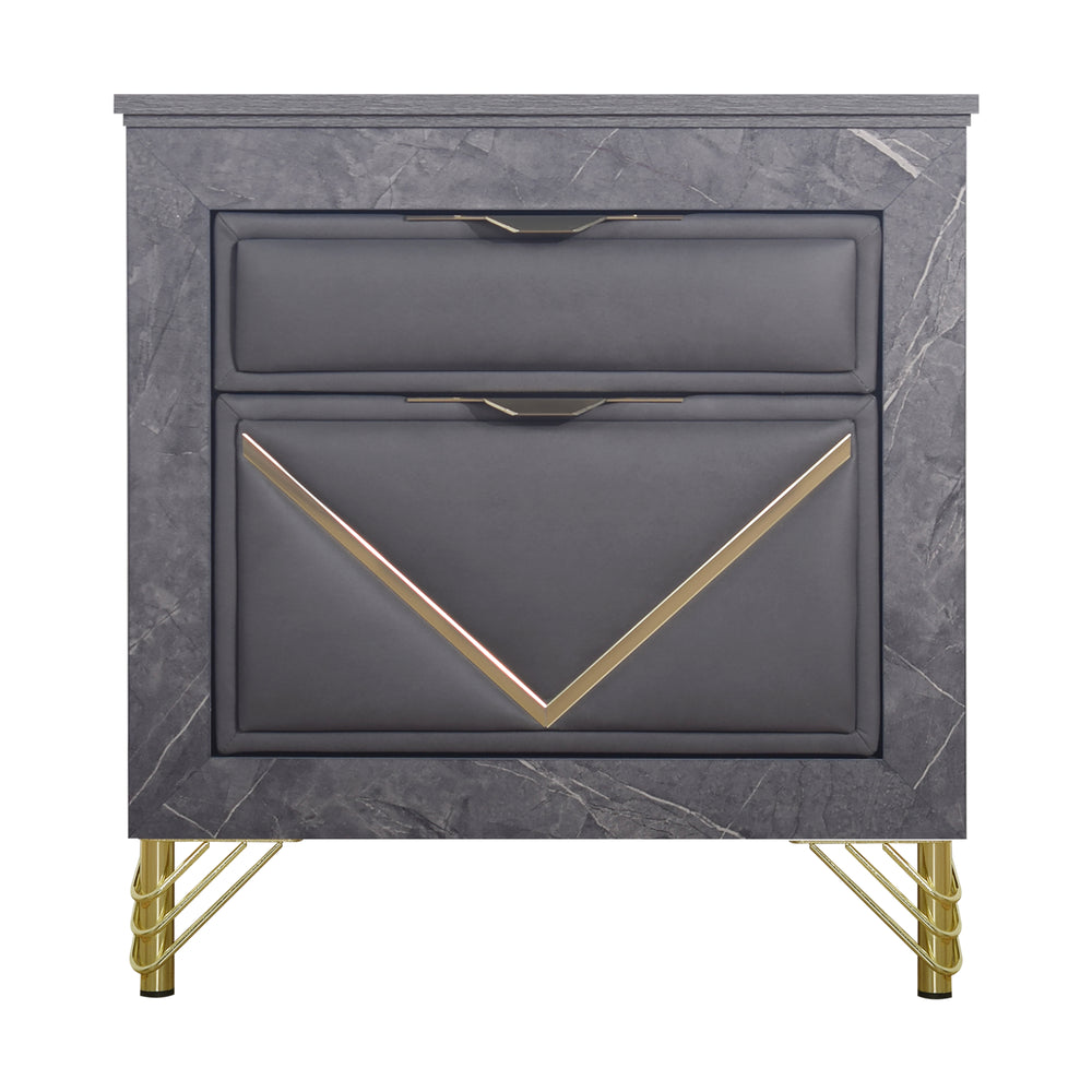 Symmetry 2 Drawer Nightstand-Charcoal