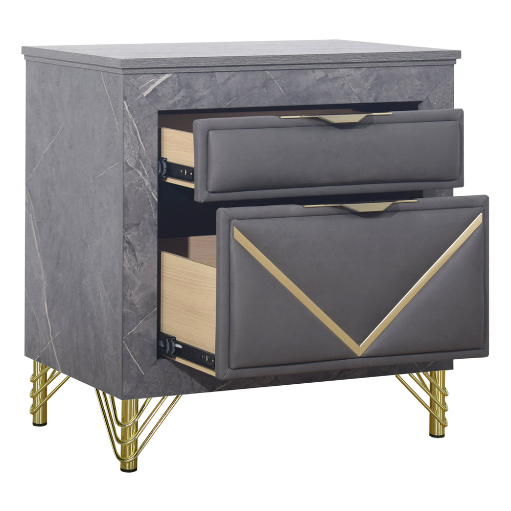 Symmetry 2 Drawer Nightstand-Charcoal