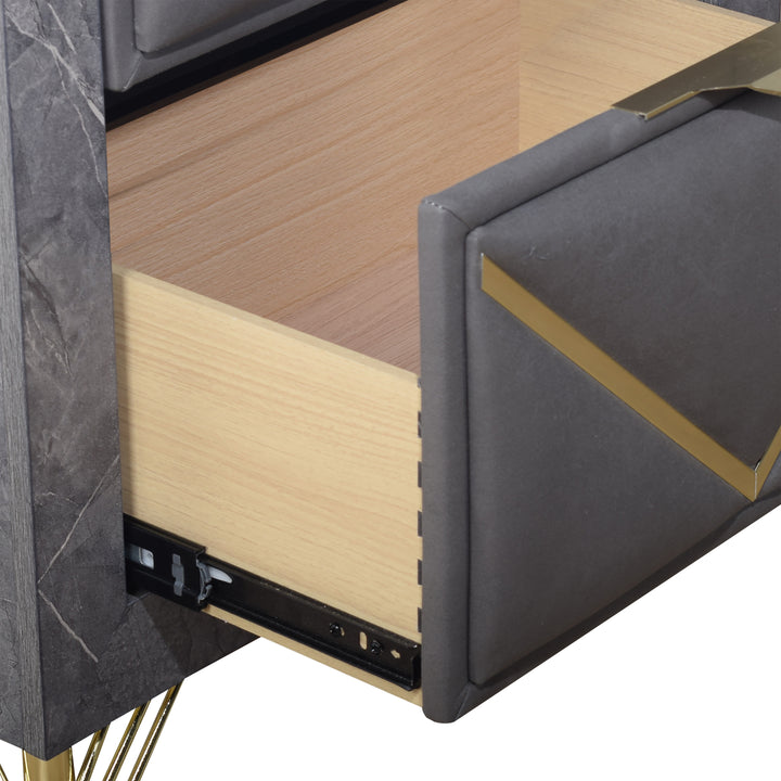 Symmetry 2 Drawer Nightstand-Charcoal