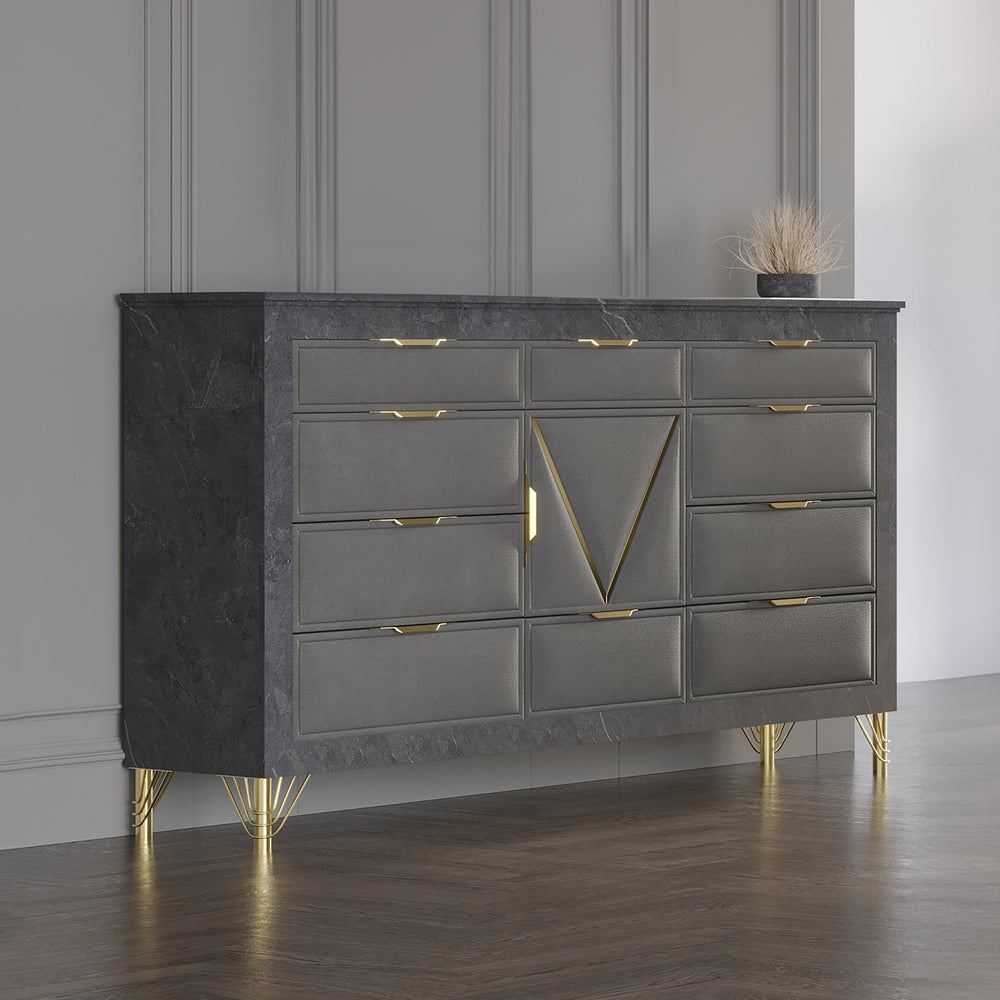 Symmetry 10 Drawer Dresser-Charcoal