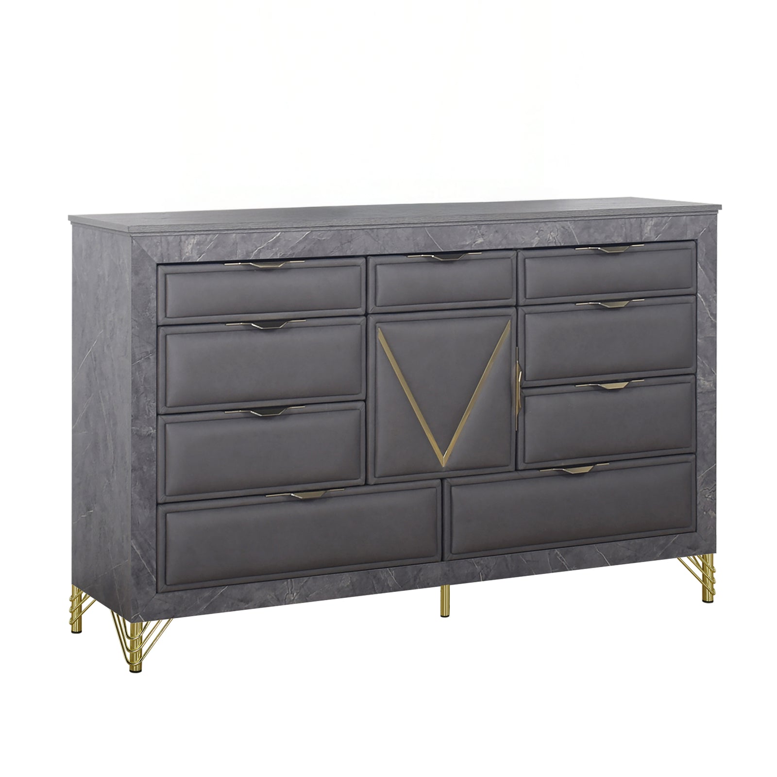 Symmetry 10 Drawer Dresser-Charcoal
