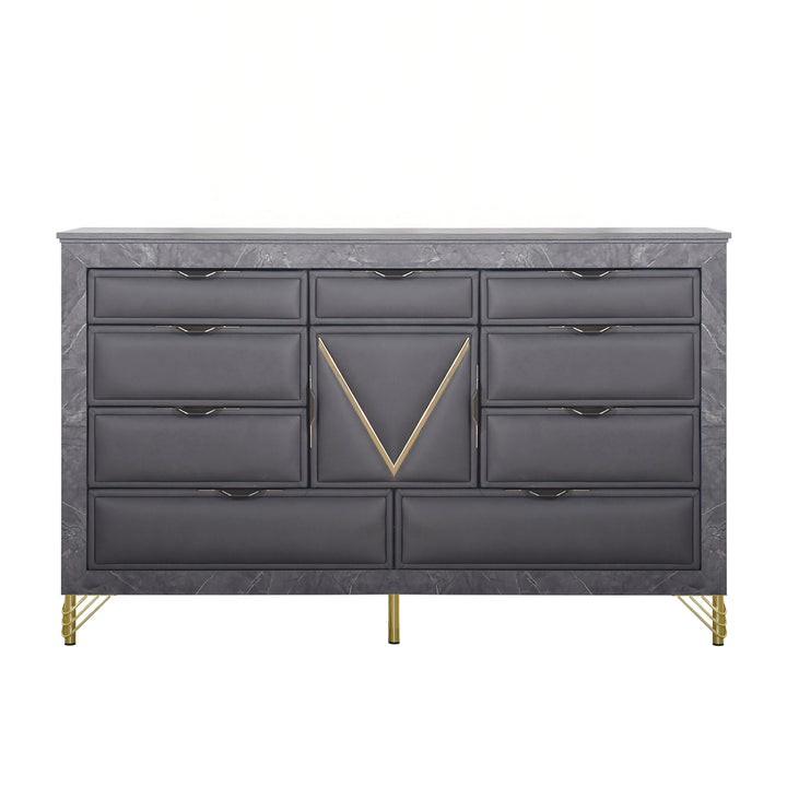 Symmetry 10 Drawer Dresser-Charcoal