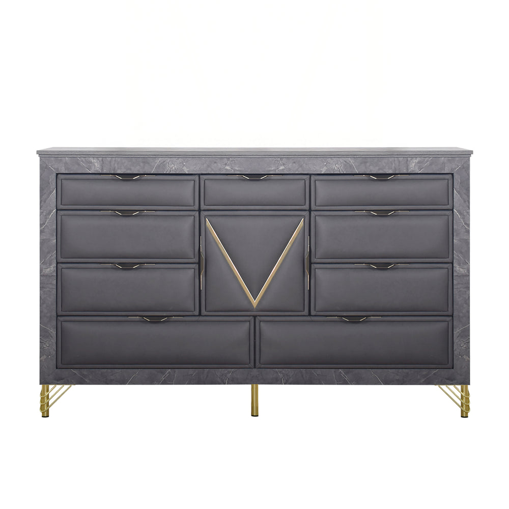 Symmetry 10 Drawer Dresser-Charcoal
