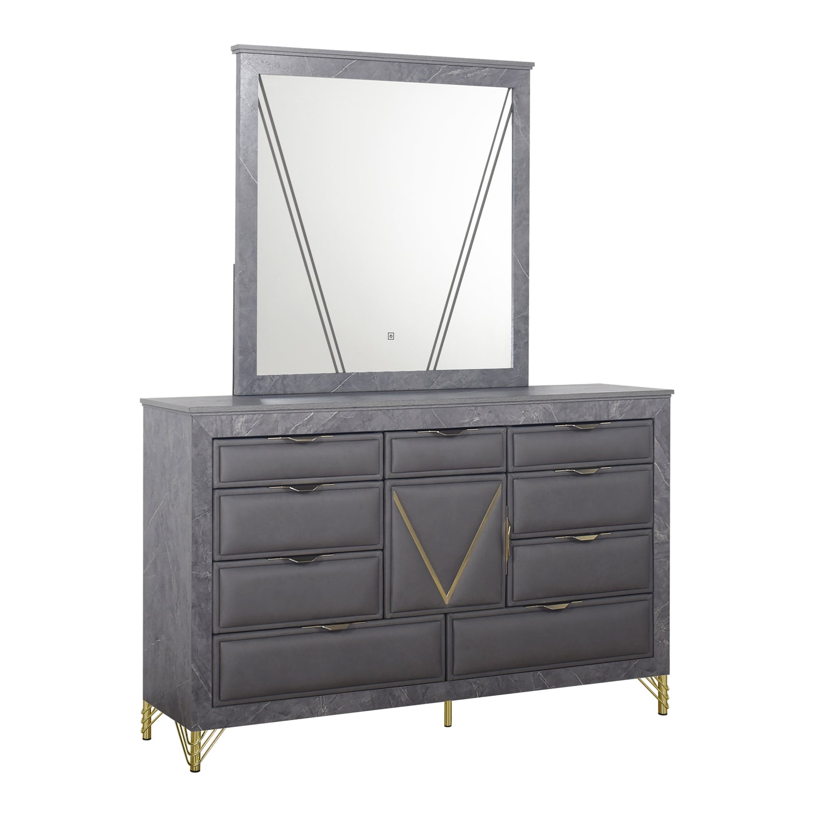 Symmetry Lighted Mirror-Charcoal