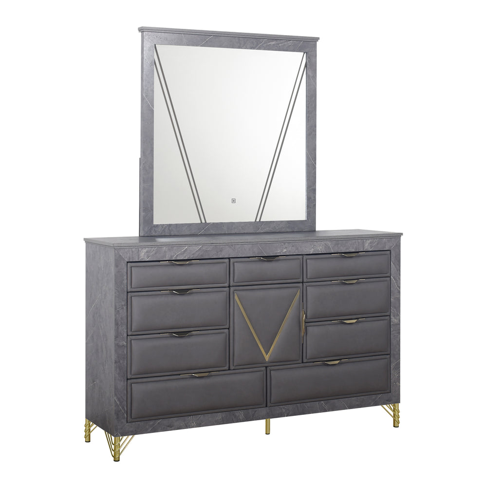 Symmetry Lighted Mirror-Charcoal