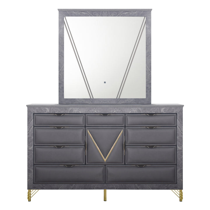 Symmetry Lighted Mirror-Charcoal