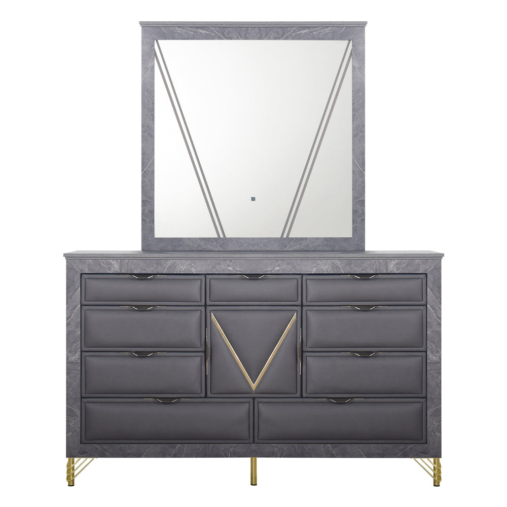Symmetry Lighted Mirror-Charcoal
