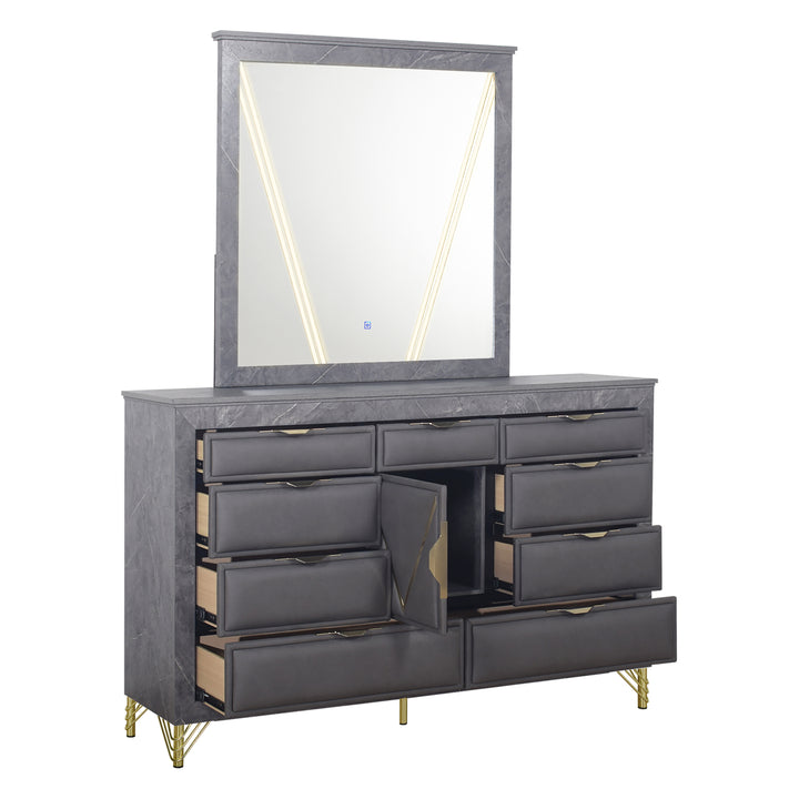 Symmetry Lighted Mirror-Charcoal