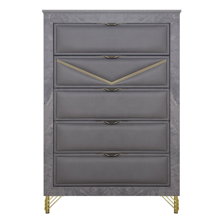 Symmetry 5 Drawer Chest-Charcoal