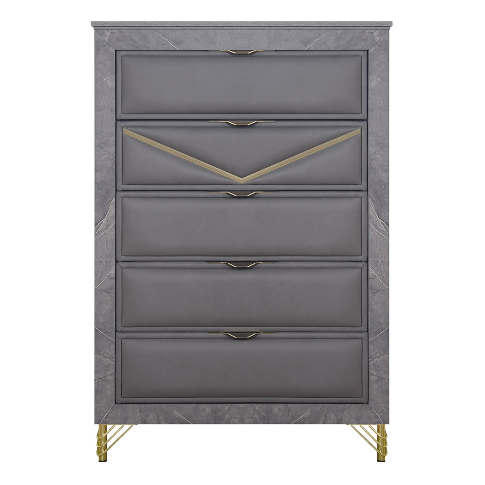 Symmetry 5 Drawer Chest-Charcoal