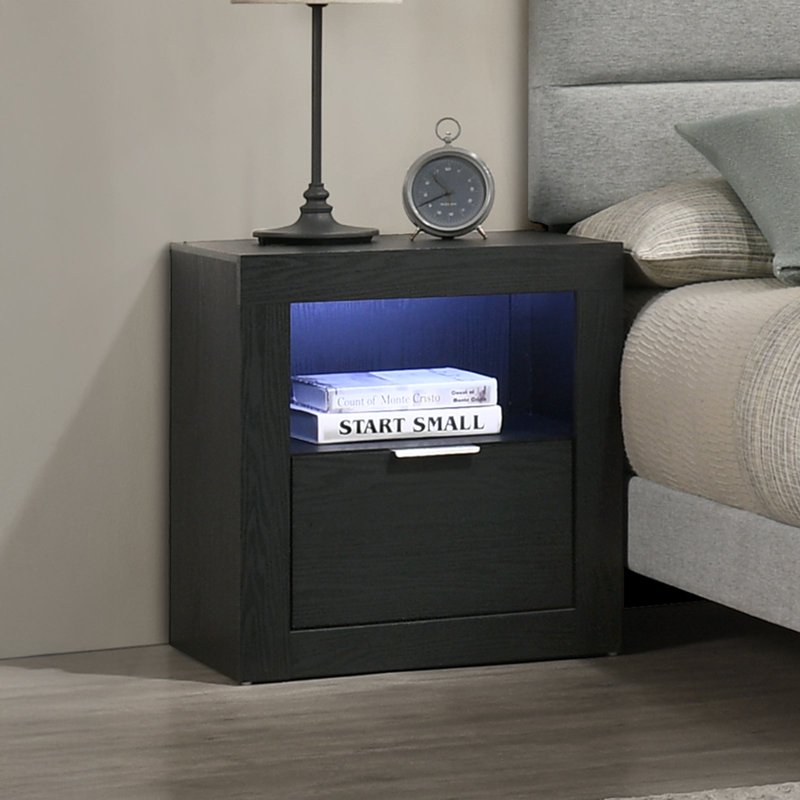 Asher Nightstand W/led Light-Smoke