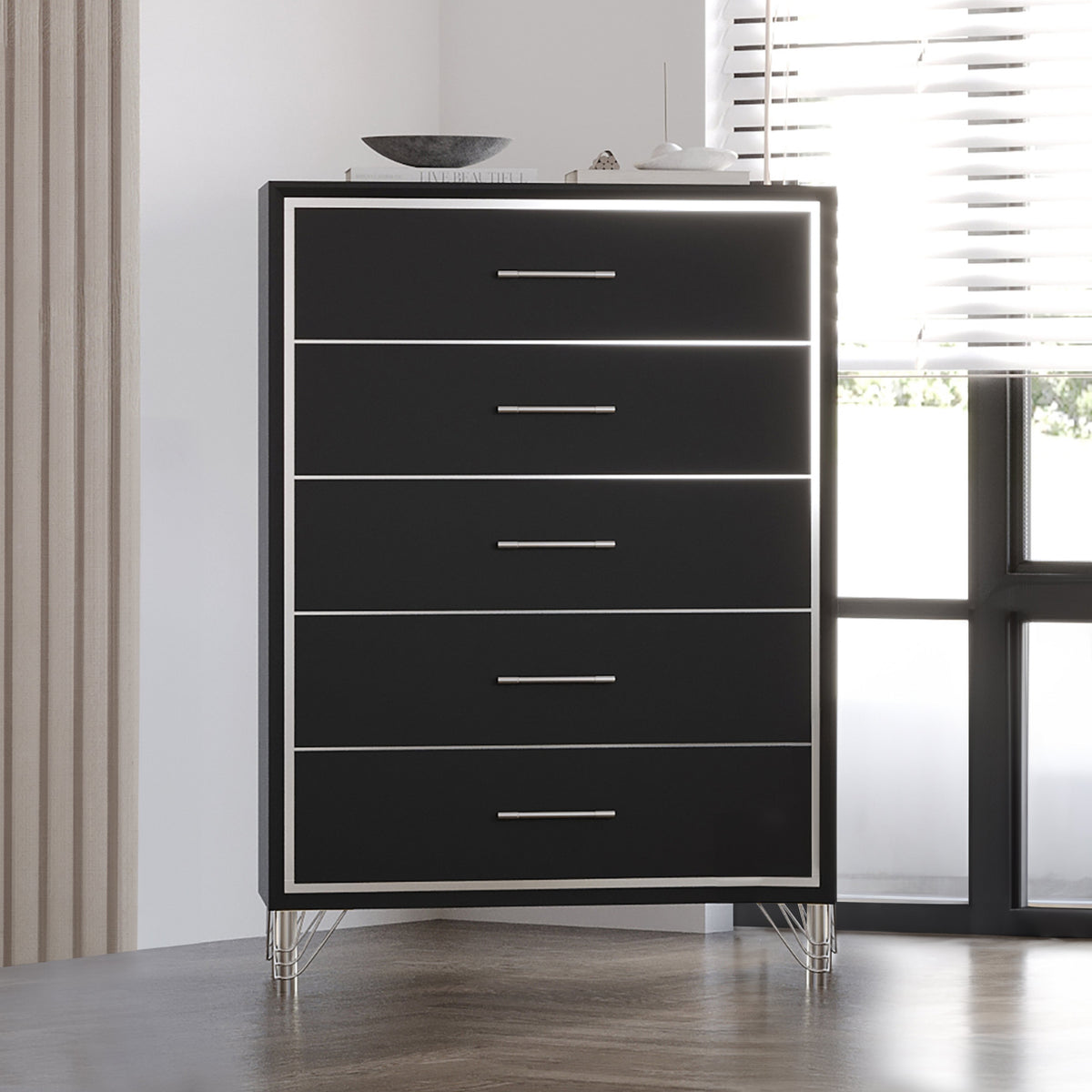 Ava 5 Drawer Chest-Ebony