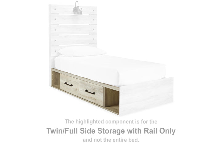 Cambeck Twin/Full Side Storage with Rail - Beige (2)