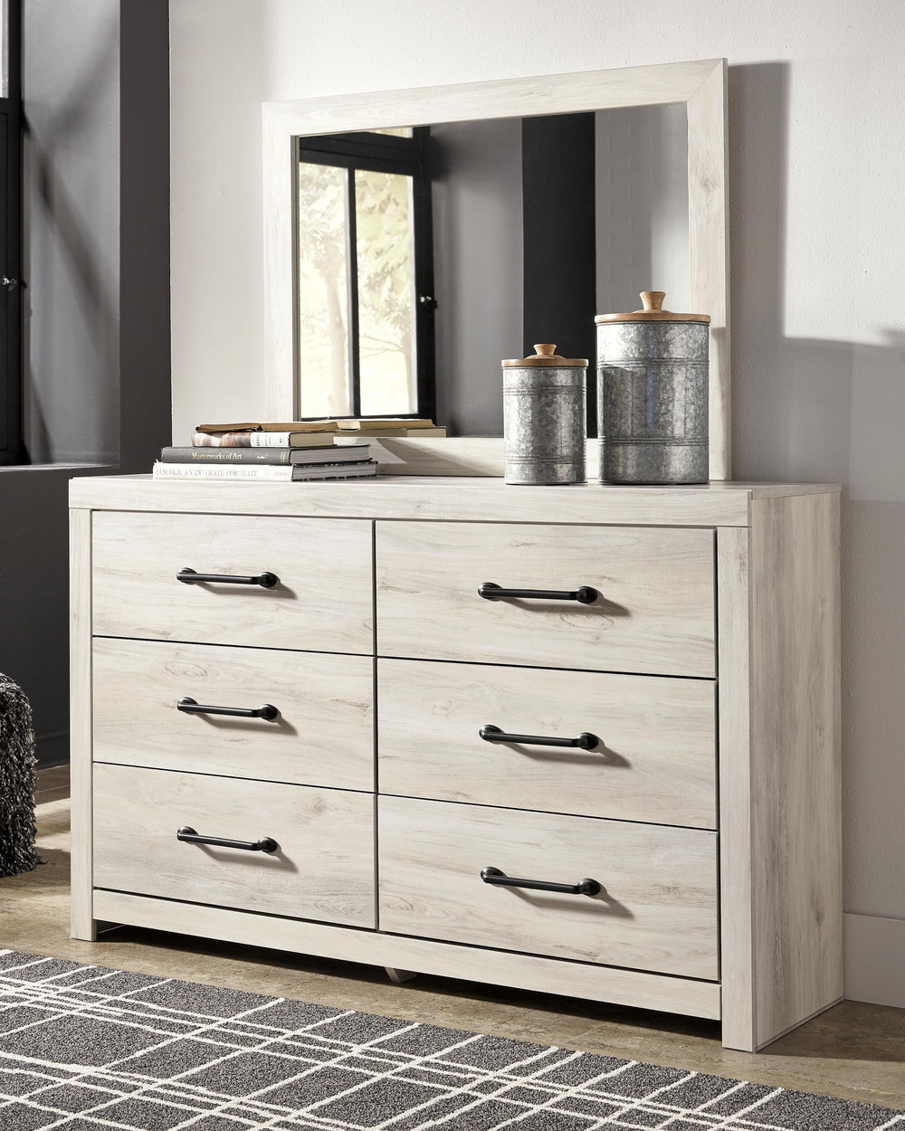 Cambeck Queen Panel Bed with Storage, Dresser and Mirror - Whitewash (18)