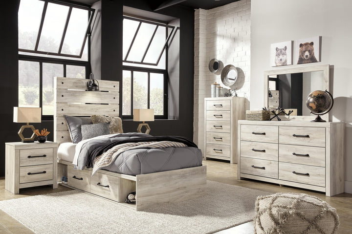 Cambeck Twin Panel Bed with 4 Storage Drawers - Whitewash (6)
