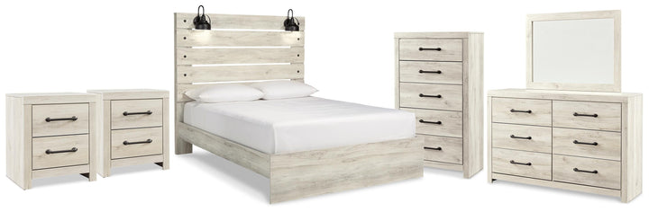 Cambeck Queen Panel Bed, Dresser, Mirror, Chest and 2 Nightstands - Whitewash (1)