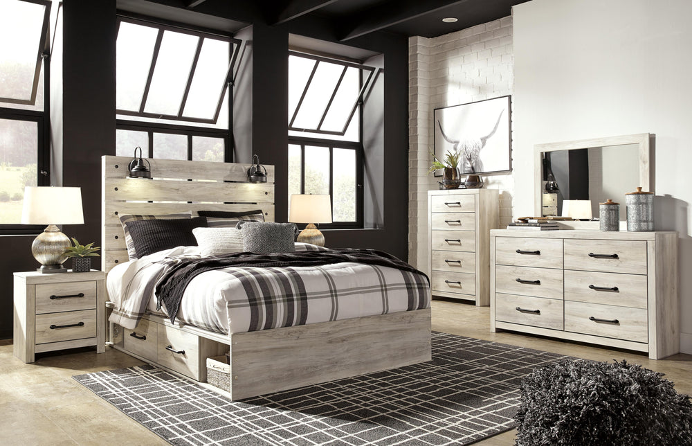 Cambeck Queen Panel Storage Bed, Dresser, Mirror, 2 Chests and 2 Nightstands - Whitewash (1)