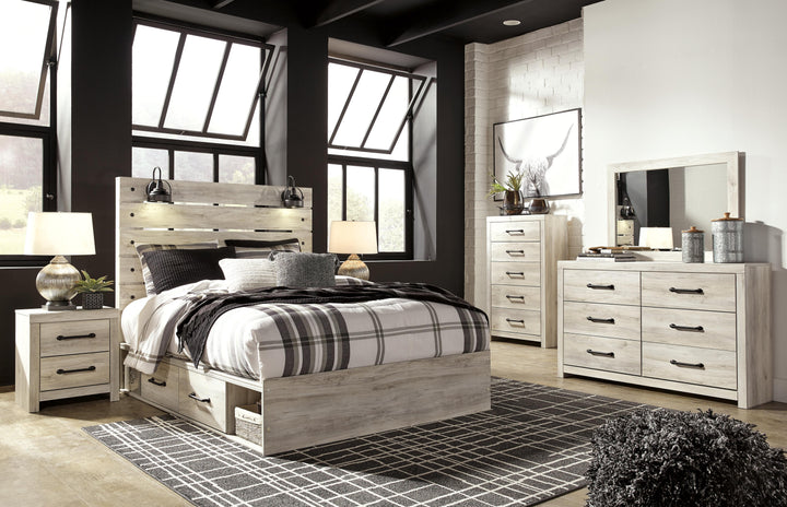 Cambeck Queen Panel Bed with Storage, Dresser and Mirror - Whitewash (11)