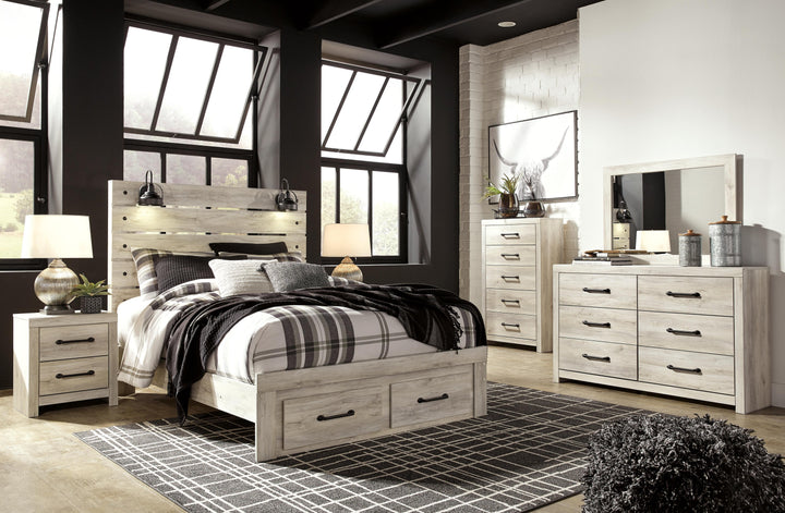 Cambeck Queen Panel Storage Bed, Dresser, Mirror and Nightstand - Whitewash (17)