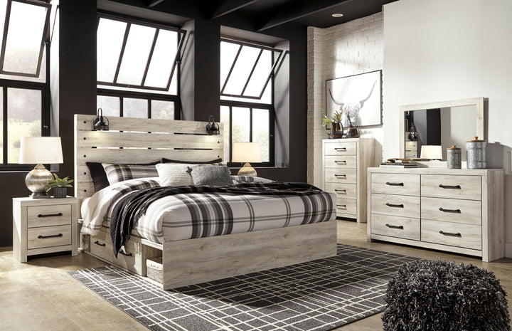 Cambeck King Panel Bed with 4 Storage Drawers - Whitewash (6)