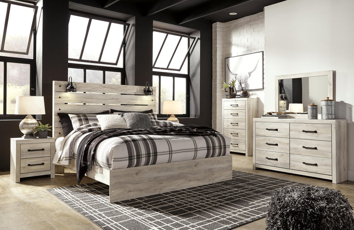 Cambeck King Panel Bed, Dresser, Mirror, Chest and 2 Nightstands - Whitewash (1)
