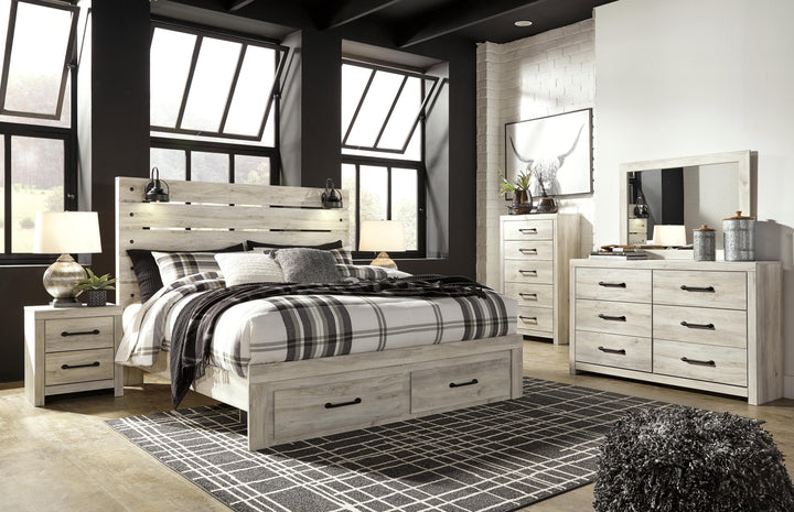 Cambeck King Panel Storage Bed, Dresser, Mirror, Chest and 2 Nightstands - Whitewash (1)