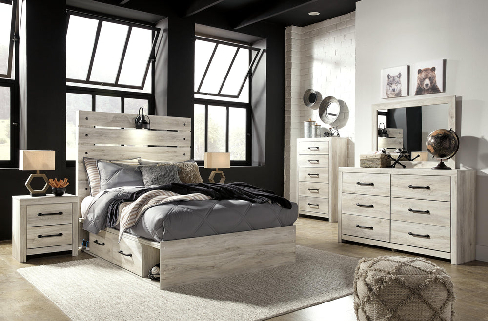 Cambeck Full Panel Bed with 2 Storage Drawers - Whitewash (7)