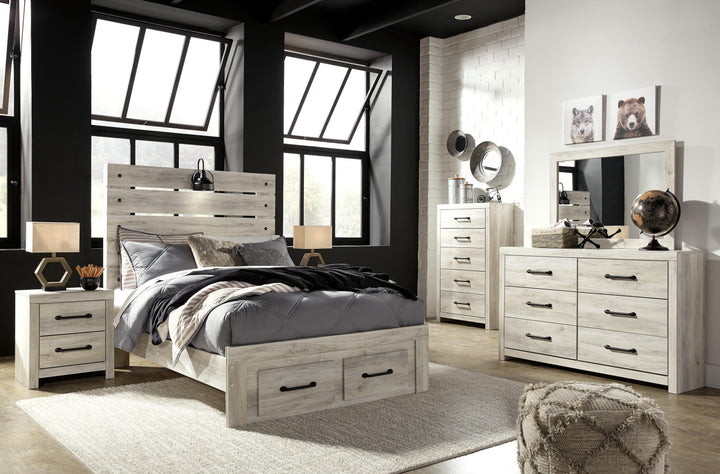 Cambeck Full Panel Bed with 2 Storage Drawers - Whitewash (7)