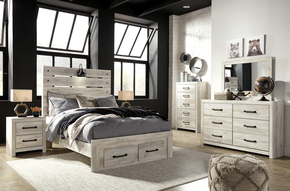 Cambeck Full Panel Bed with 2 Storage Drawers - Whitewash (7)