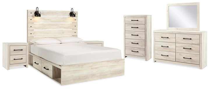 Cambeck Queen Panel Storage Bed, Dresser, Mirror, 2 Chests and 2 Nightstands - Whitewash (2)