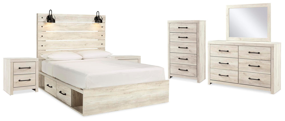 Cambeck Queen Panel Storage Bed, Dresser, Mirror, 2 Chests and 2 Nightstands - Whitewash (2)
