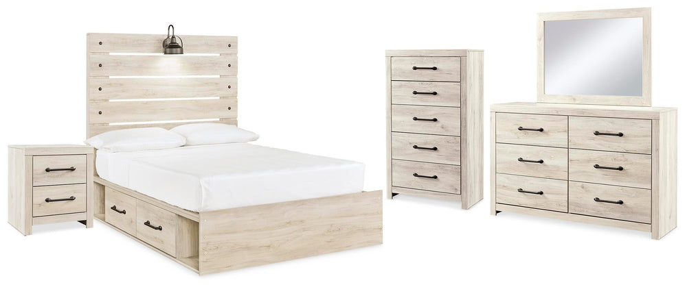 Cambeck Full Panel Bed, Dresser, Chest and Nightstand - Whitewash (1)