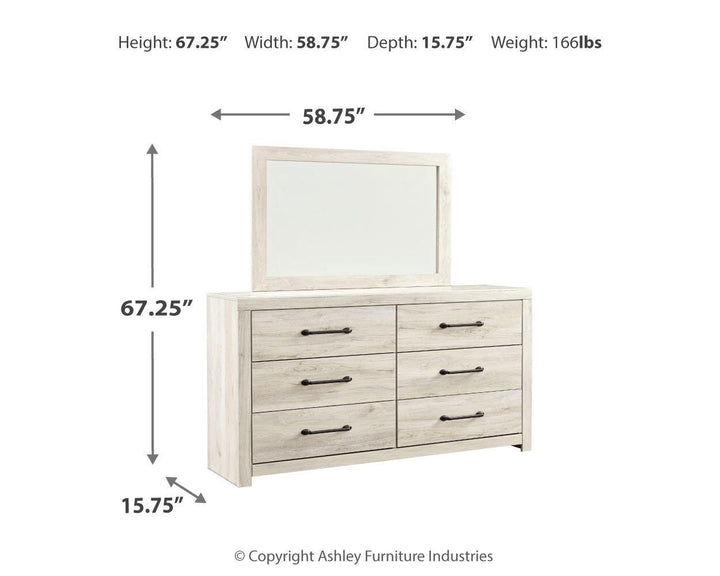 Cambeck Queen Panel Bed with Storage, Dresser and Mirror - Whitewash (9)