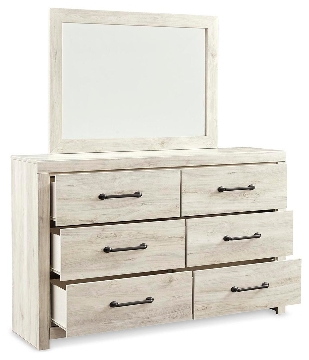 Cambeck Queen Panel Bed with Storage, Dresser, Mirror and 2 Nightstands - Whitewash (4)