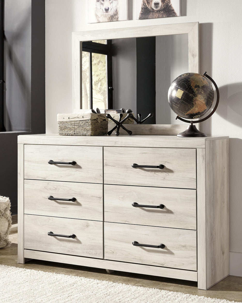 Cambeck Twin Panel Bed with Storage, Dresser, Mirror, Chest and 2 Nightstands - Whitewash (20)