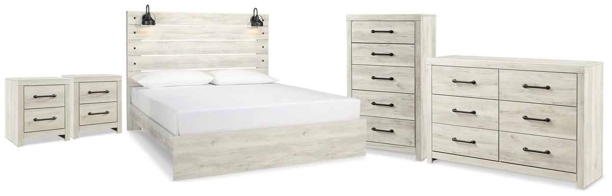 Cambeck King Panel Bed, Dresser, Chest and 2 Nightstands - Whitewash (1)