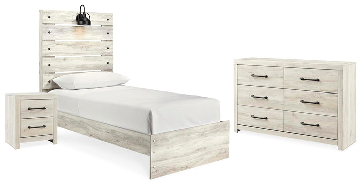 Cambeck Twin Panel Bed, Dresser and Nightstand - Whitewash (1)