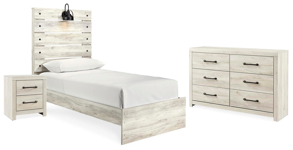 Cambeck Twin Panel Bed, Dresser and Nightstand - Whitewash (1)