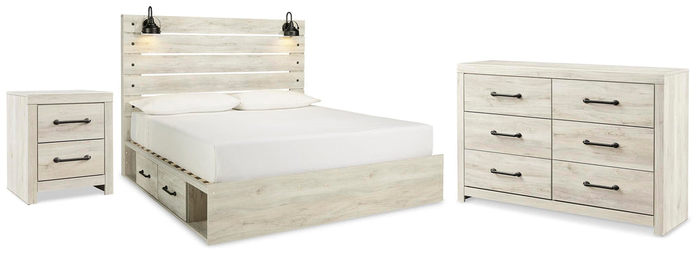 Cambeck King Panel Storage Bed, Dresser and Nightstand (1)