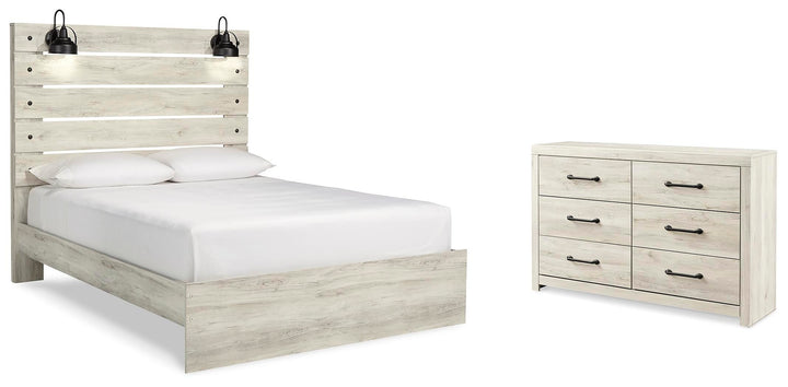 Cambeck Queen Panel Bed and Dresser - Whitewash (1)
