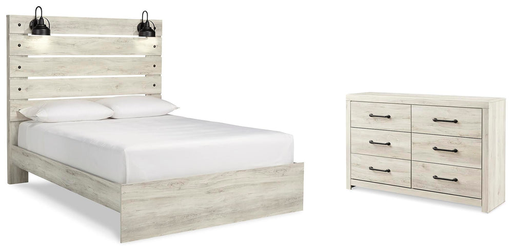 Cambeck Queen Panel Bed and Dresser - Whitewash (1)