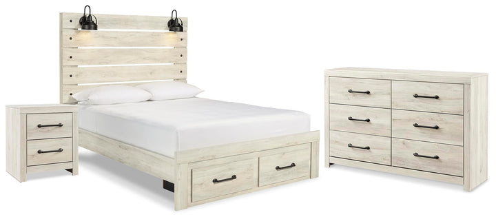 Cambeck Queen Panel Storage Bed, Dresser and Nightstand - Whitewash (2)