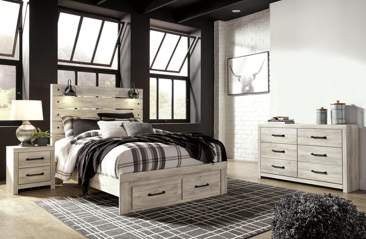 Cambeck Queen Panel Storage Bed, Dresser and Nightstand - Whitewash (1)