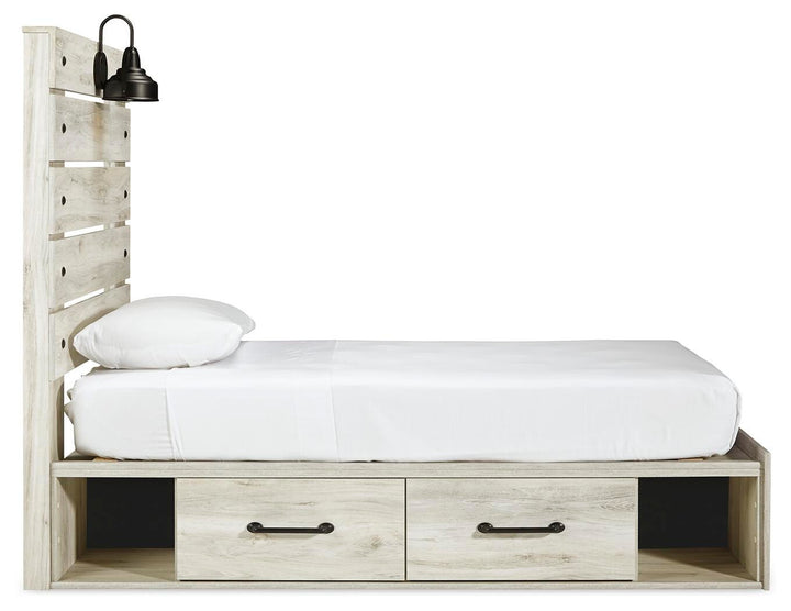 Cambeck Twin Panel Bed with 2 Storage Drawers - Whitewash (5)