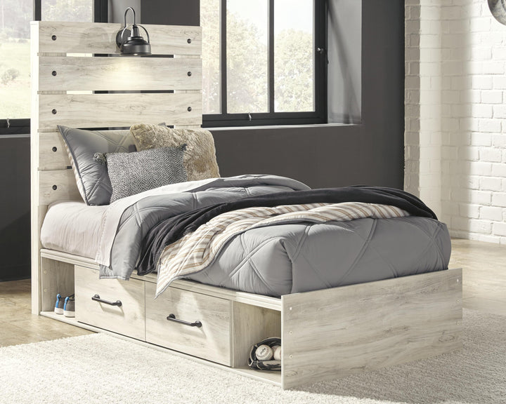 Cambeck Twin Panel Bed with 4 Storage Drawers - Whitewash (2)