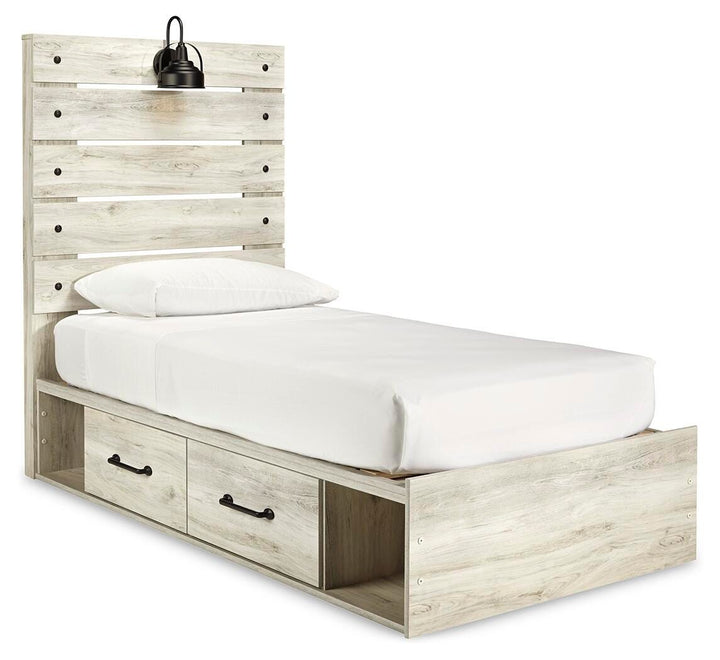 Cambeck Twin Panel Bed with 4 Storage Drawers - Whitewash (1)