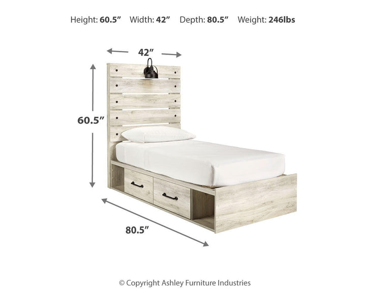 Cambeck Twin Panel Bed with 4 Storage Drawers - Whitewash (4)