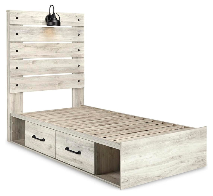 Cambeck Twin Panel Bed with Storage, Dresser, Mirror, Chest and 2 Nightstands - Whitewash (12)